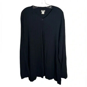 Eileen Fisher Black One Button Long Sleeve Blouse Size Large